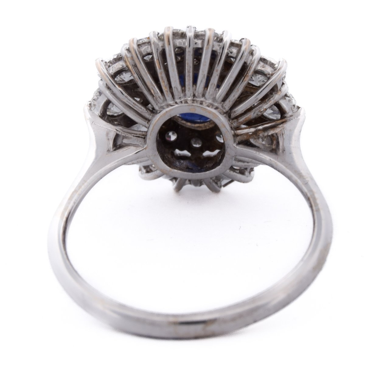 Bague Contemporaine Or Blanc 18k Saphir 1,5ct Diamants 2ct-photo-2