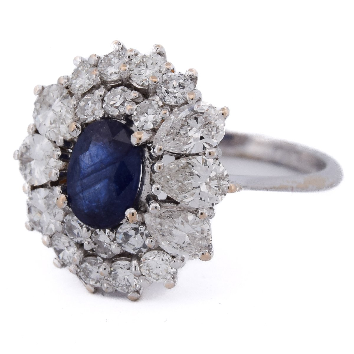 Bague Contemporaine Or Blanc 18k Saphir 1,5ct Diamants 2ct-photo-3