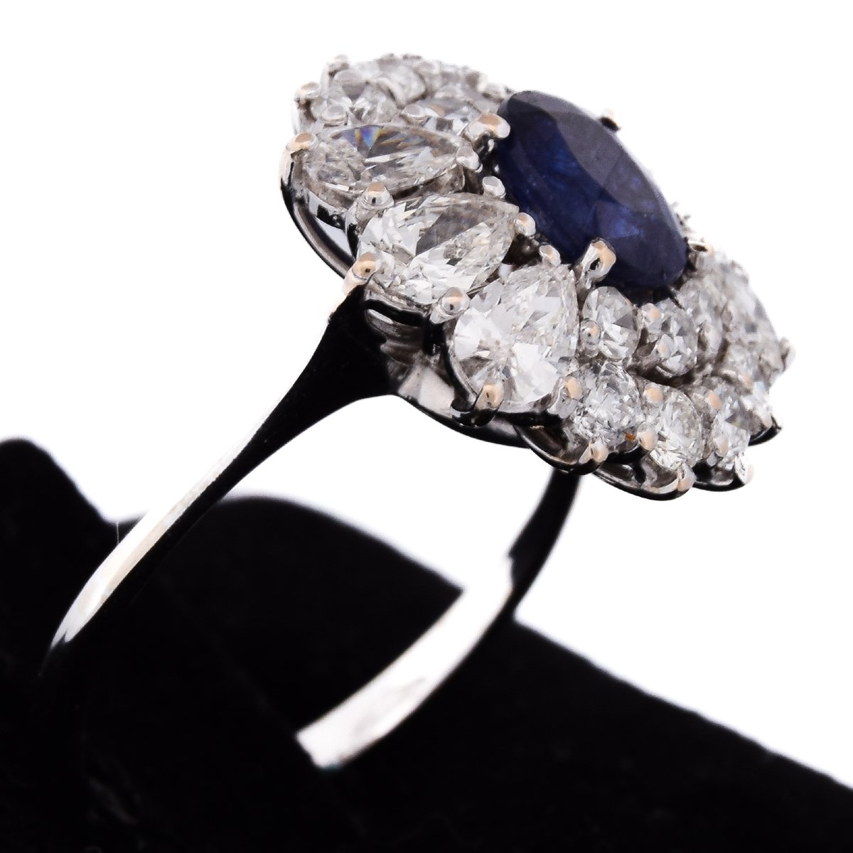 Bague Contemporaine Or Blanc 18k Saphir 1,5ct Diamants 2ct-photo-4
