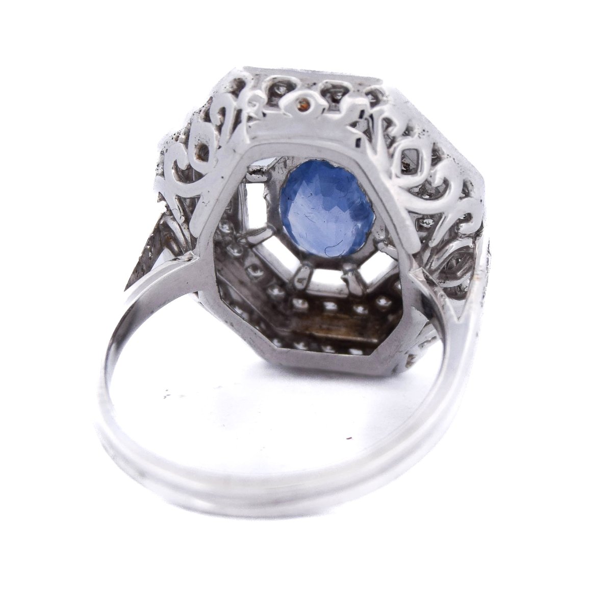 18k Gold Art Deco Ring With Sapphire And Diamonds   An109 112-166 (00019)-photo-3