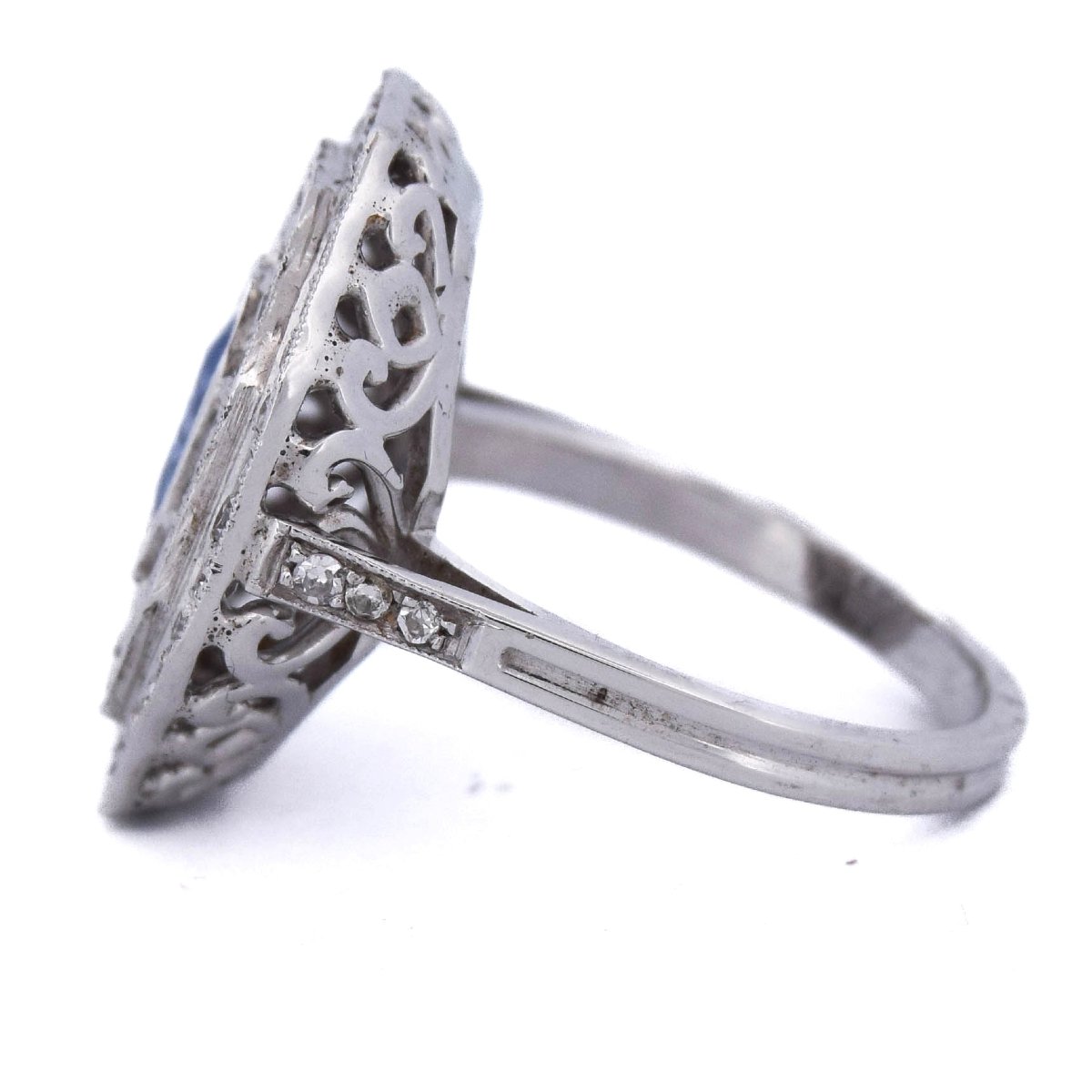 18k Gold Art Deco Ring With Sapphire And Diamonds   An109 112-166 (00019)-photo-4