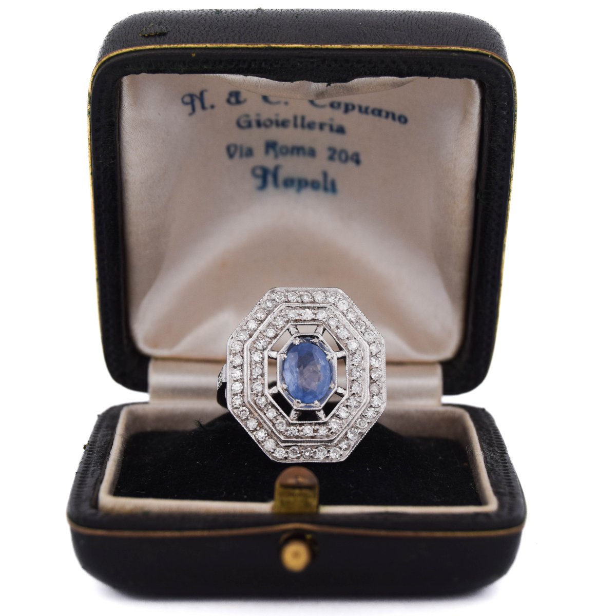 18k Gold Art Deco Ring With Sapphire And Diamonds   An109 112-166 (00019)-photo-4