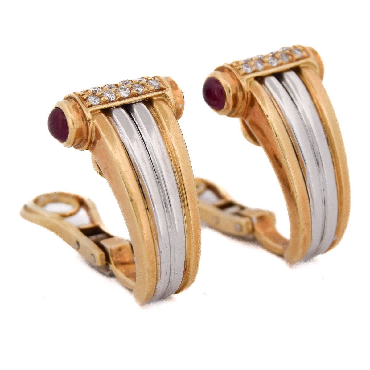 Piaget 18k Gold Earrings With Diamonds And Rubies   Or185 107-120 (00529) -photo-2
