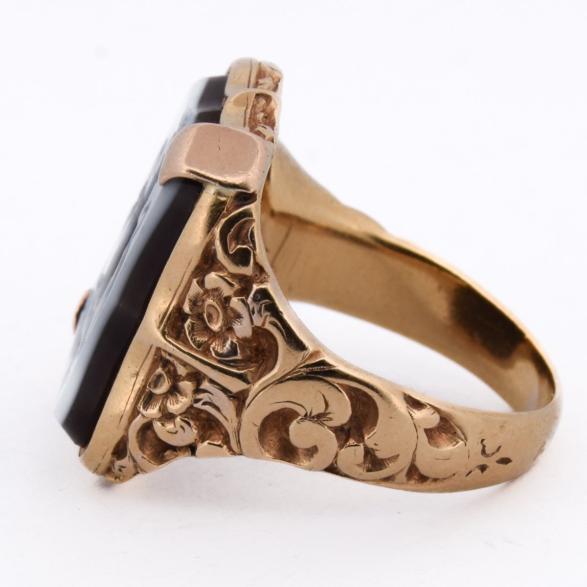 Bague Chevalière Écossaise XIXe Siècle Or 18k Armoiries Montrose Intaille Sardonyx    AN640 -photo-3
