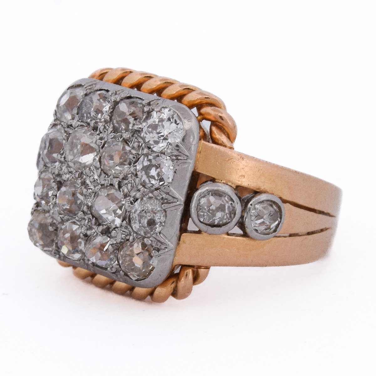 Bague Art Déco Or 18k et Platine Diamants 2.5 Carats      (AN643)-photo-2