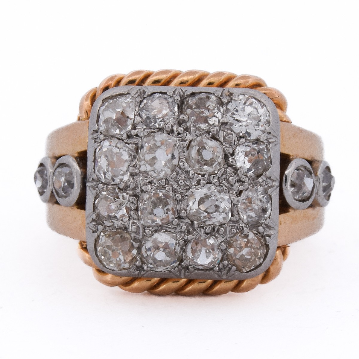 Bague Art Déco Or 18k et Platine Diamants 2.5 Carats      (AN643)