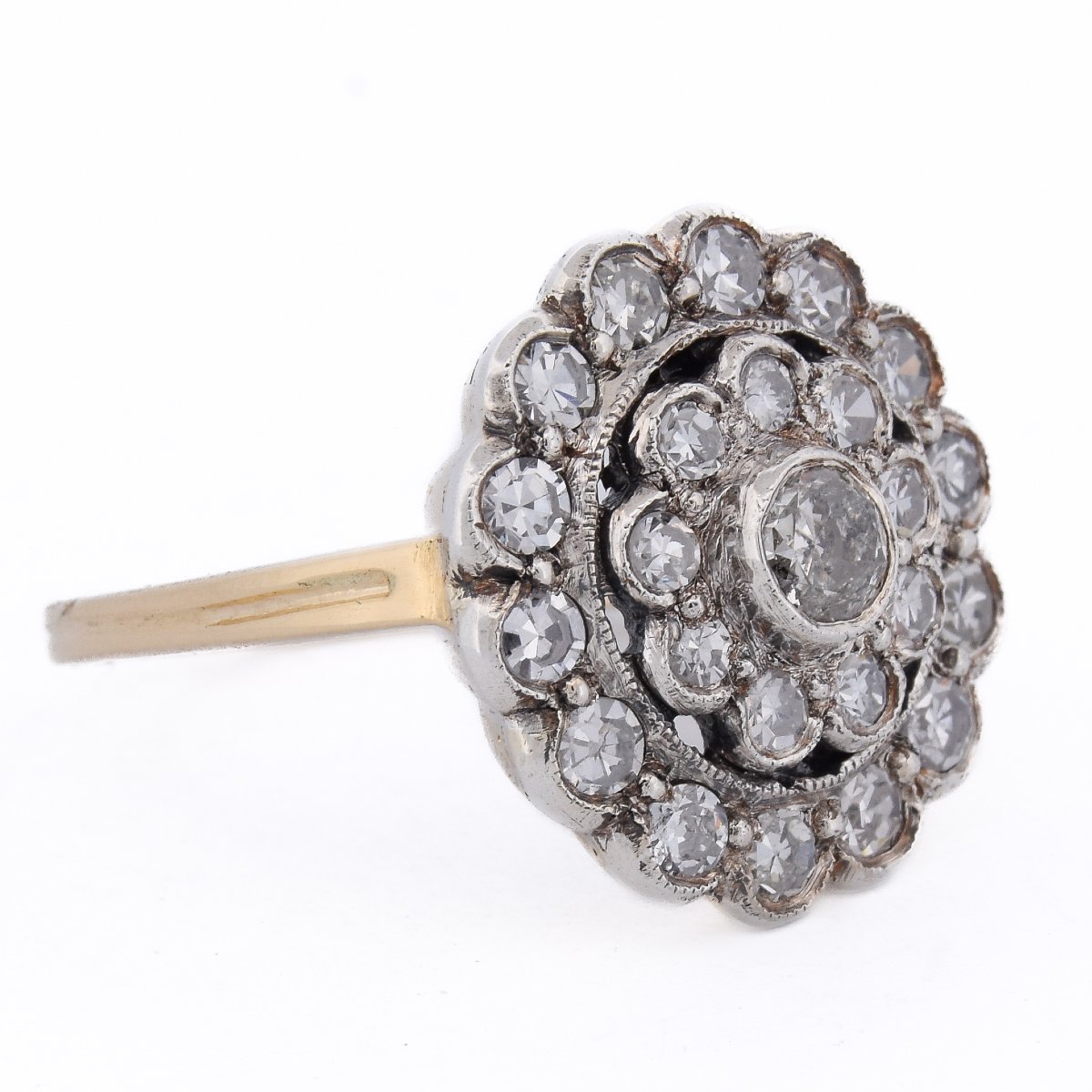 18k Gold Edwardian Daisy Ring With Diamonds    An645 112-427 (0069)-photo-2