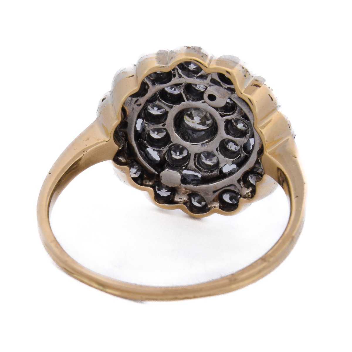 18k Gold Edwardian Daisy Ring With Diamonds    An645 112-427 (0069)-photo-4