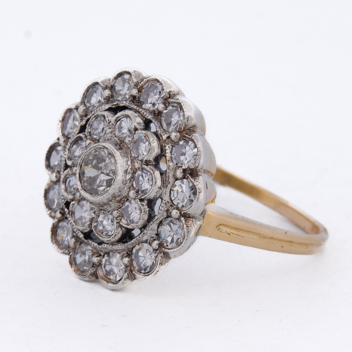 18k Gold Edwardian Daisy Ring With Diamonds    An645 112-427 (0069)-photo-2