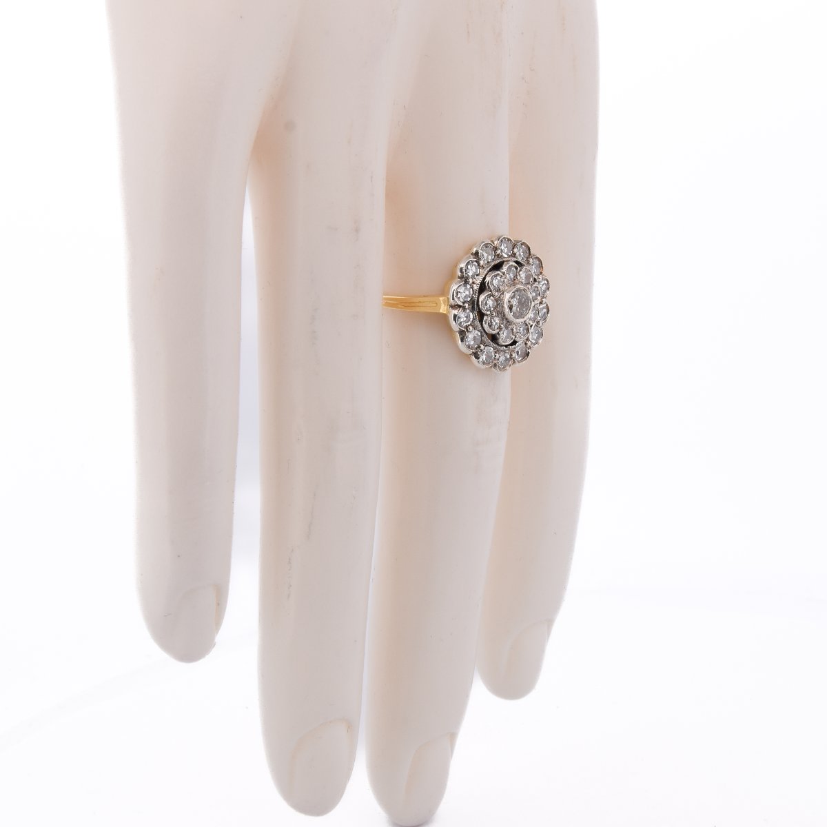 18k Gold Edwardian Daisy Ring With Diamonds    An645 112-427 (0069)-photo-4