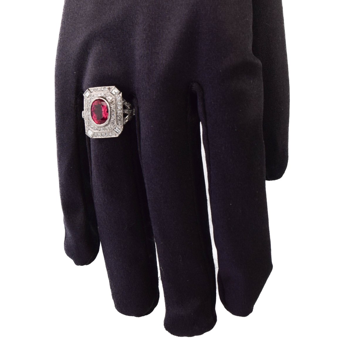 Art Deco Platinum Ring With Diamonds And Fancy Tourmaline    An650 112-441 (0899)-photo-5