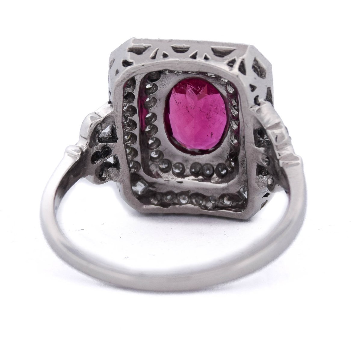 Art Deco Platinum Ring With Diamonds And Fancy Tourmaline    An650 112-441 (0899)-photo-7