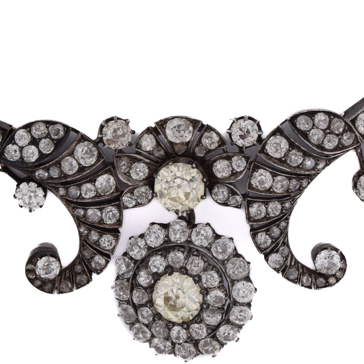 Important Antique Necklace From 1850 In Silver, Gold, And Diamonds   Cl131 128-59 (000069)-photo-2