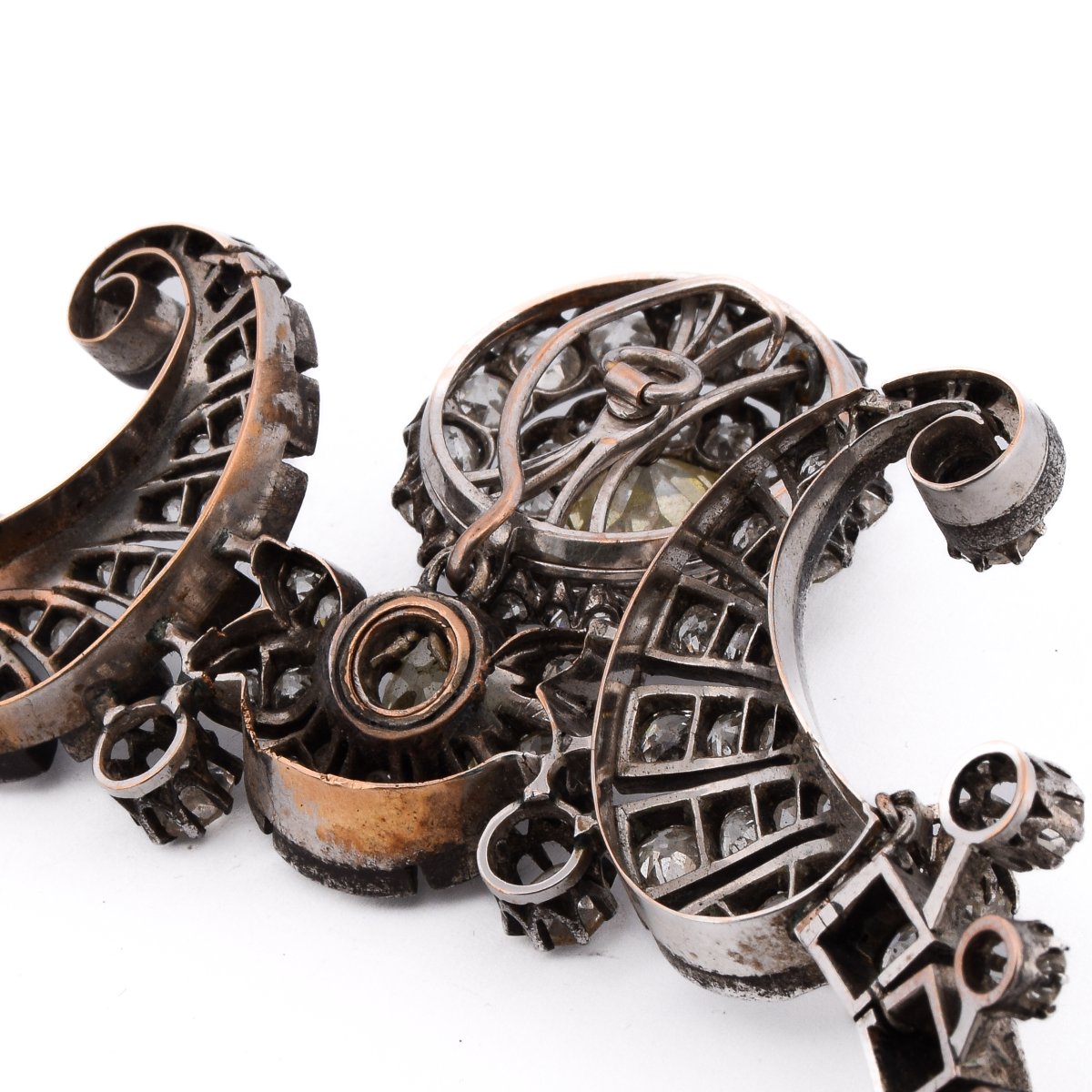 Important Antique Necklace From 1850 In Silver, Gold, And Diamonds   Cl131 128-59 (000069)-photo-5