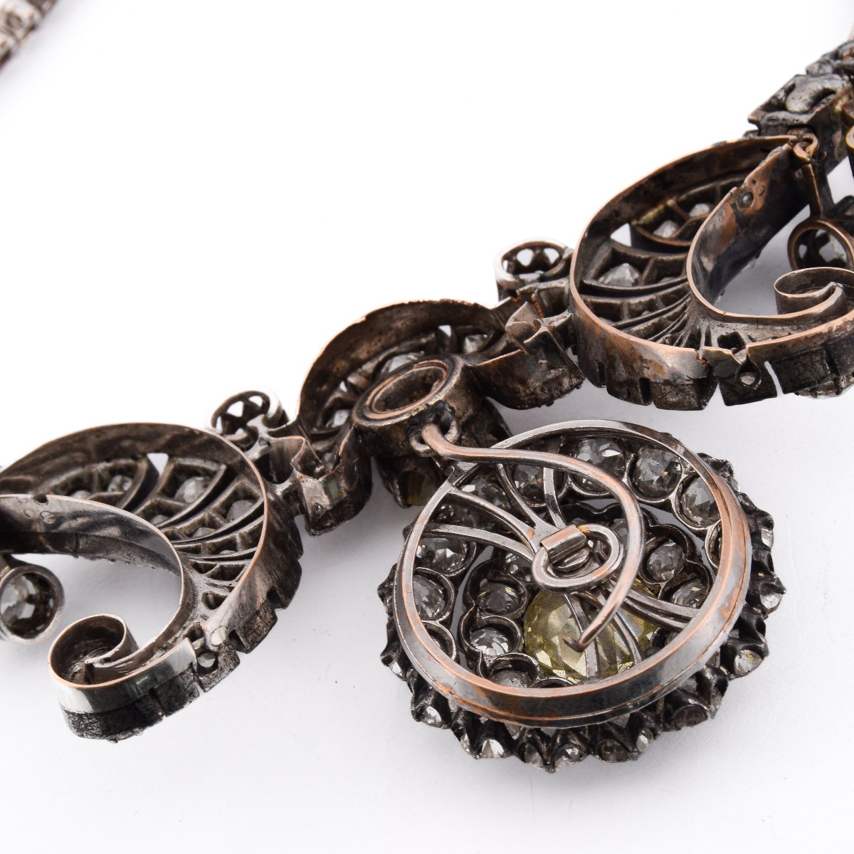 Important Antique Necklace From 1850 In Silver, Gold, And Diamonds   Cl131 128-59 (000069)-photo-6