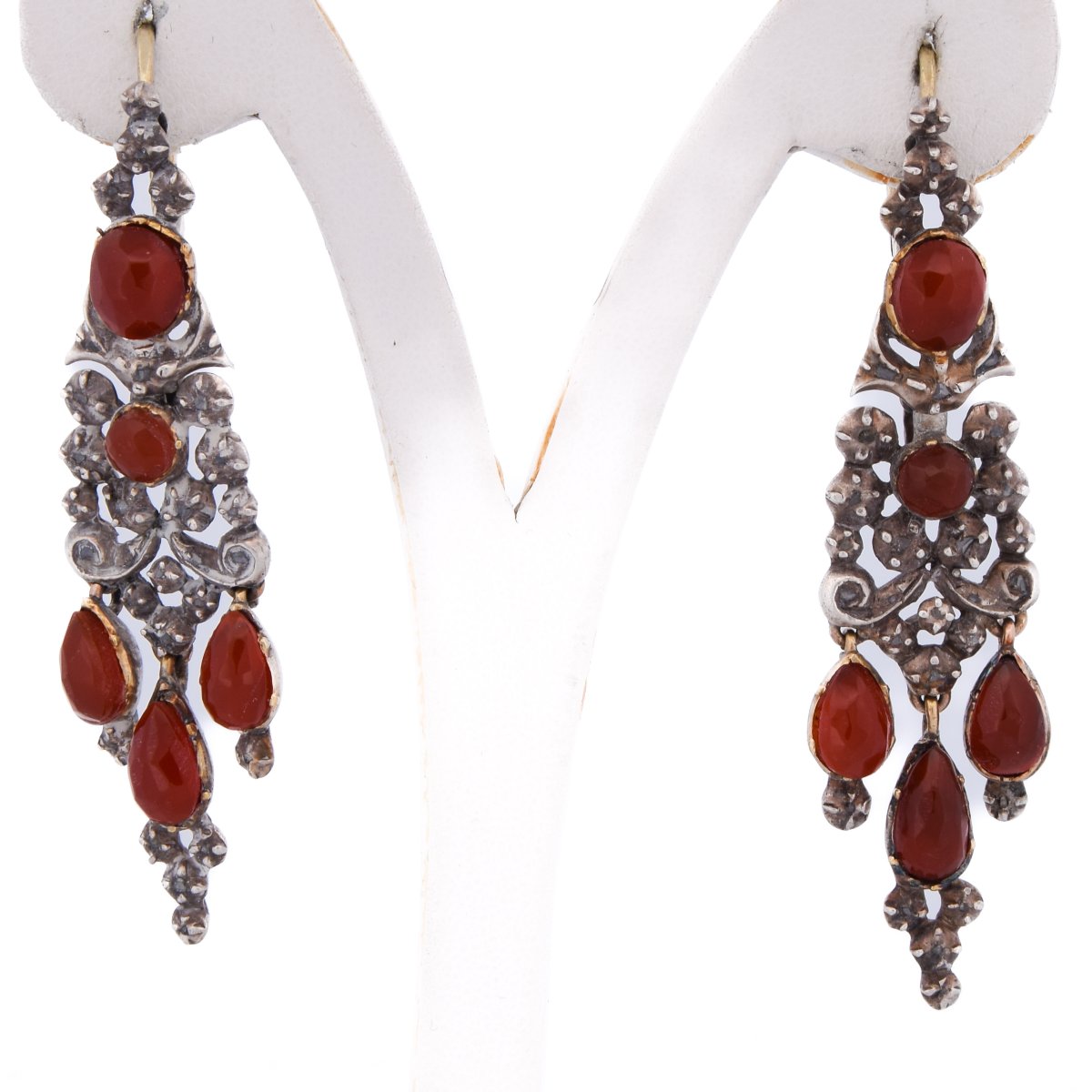 Georgian Earrings In 12k Gold And Carnelian    Or86 107-72 (00519)-photo-2