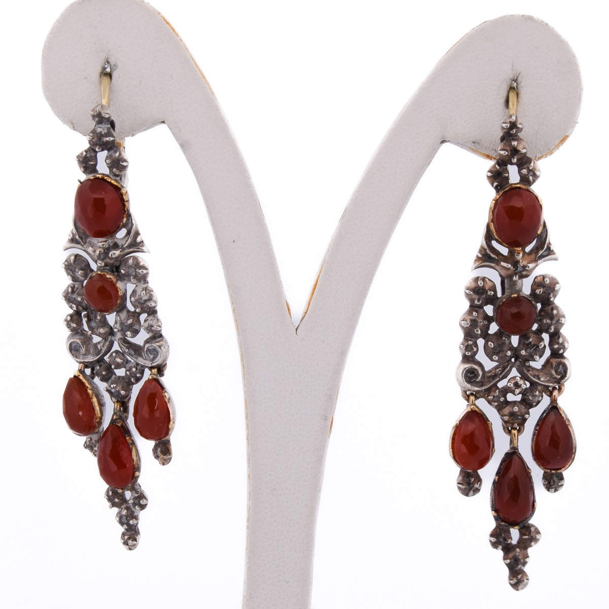 Georgian Earrings In 12k Gold And Carnelian    Or86 107-72 (00519)
