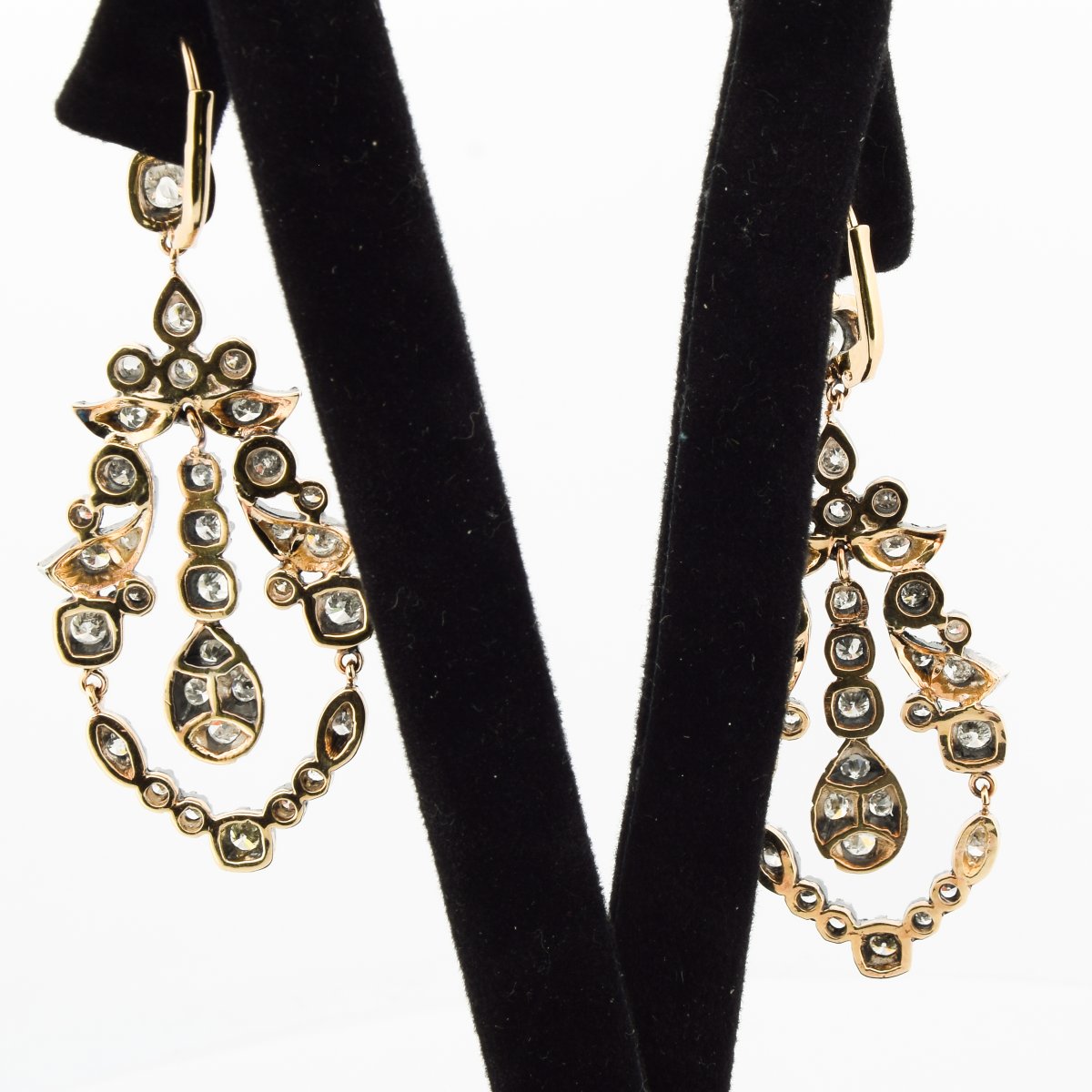 Vintage 12k Gold, Silver, And Diamond Earrings   Or237 (00429)-photo-1