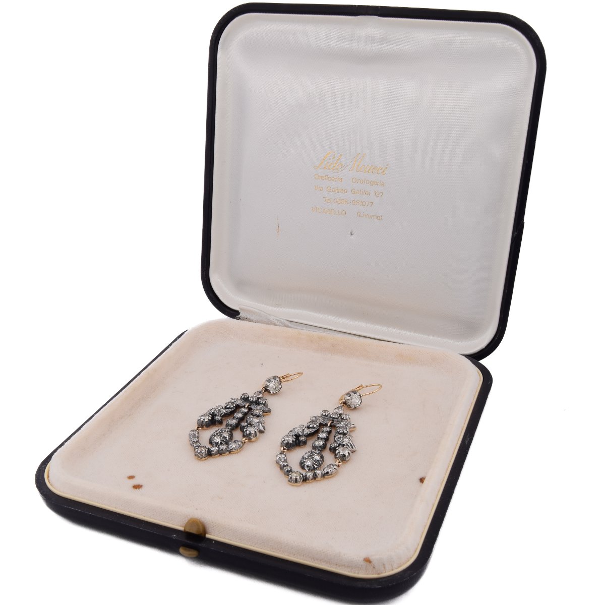 Vintage 12k Gold, Silver, And Diamond Earrings   Or237 (00429)-photo-3