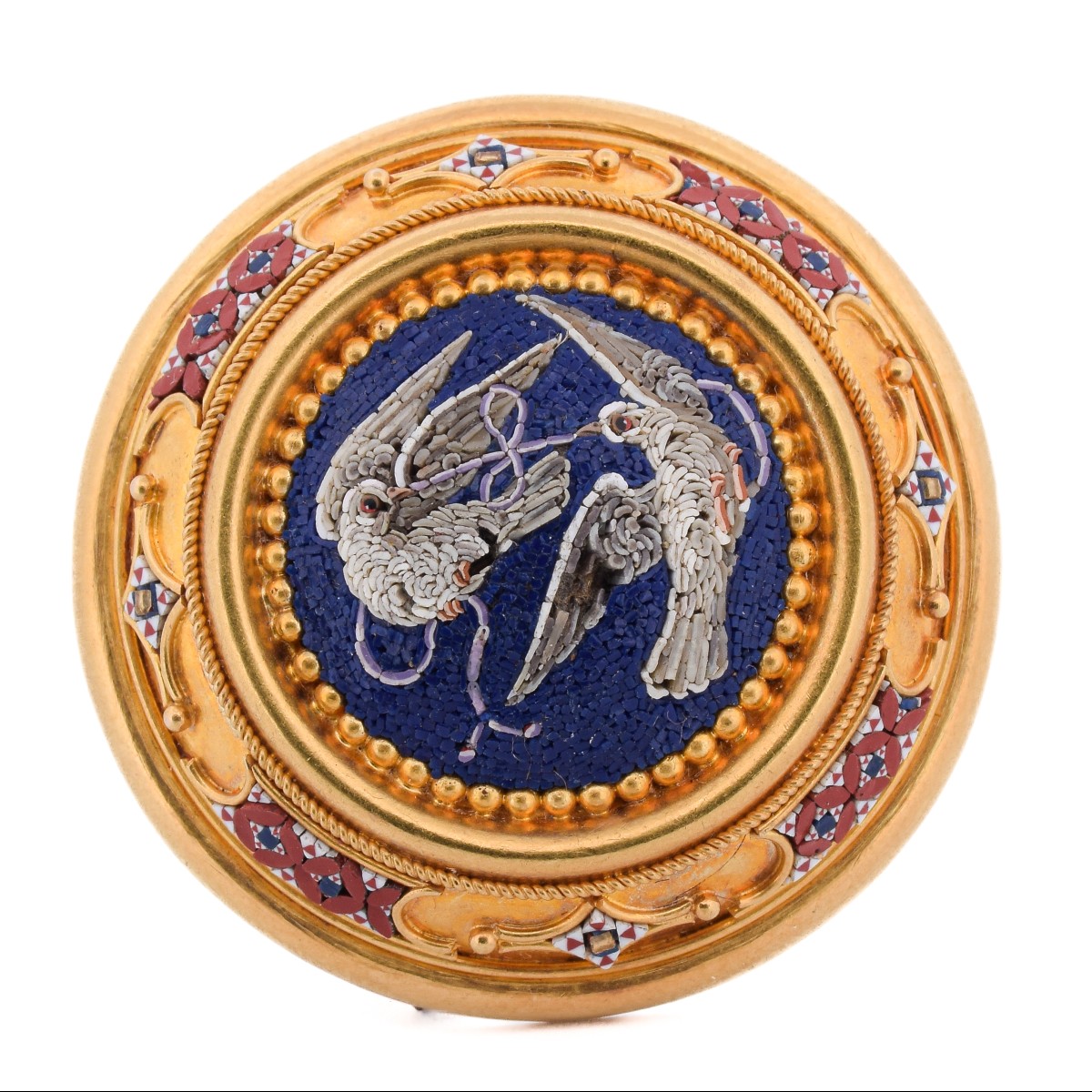 Broche Italienne Or 18 KT Micromosaïque   SP76 116-63 (05229)