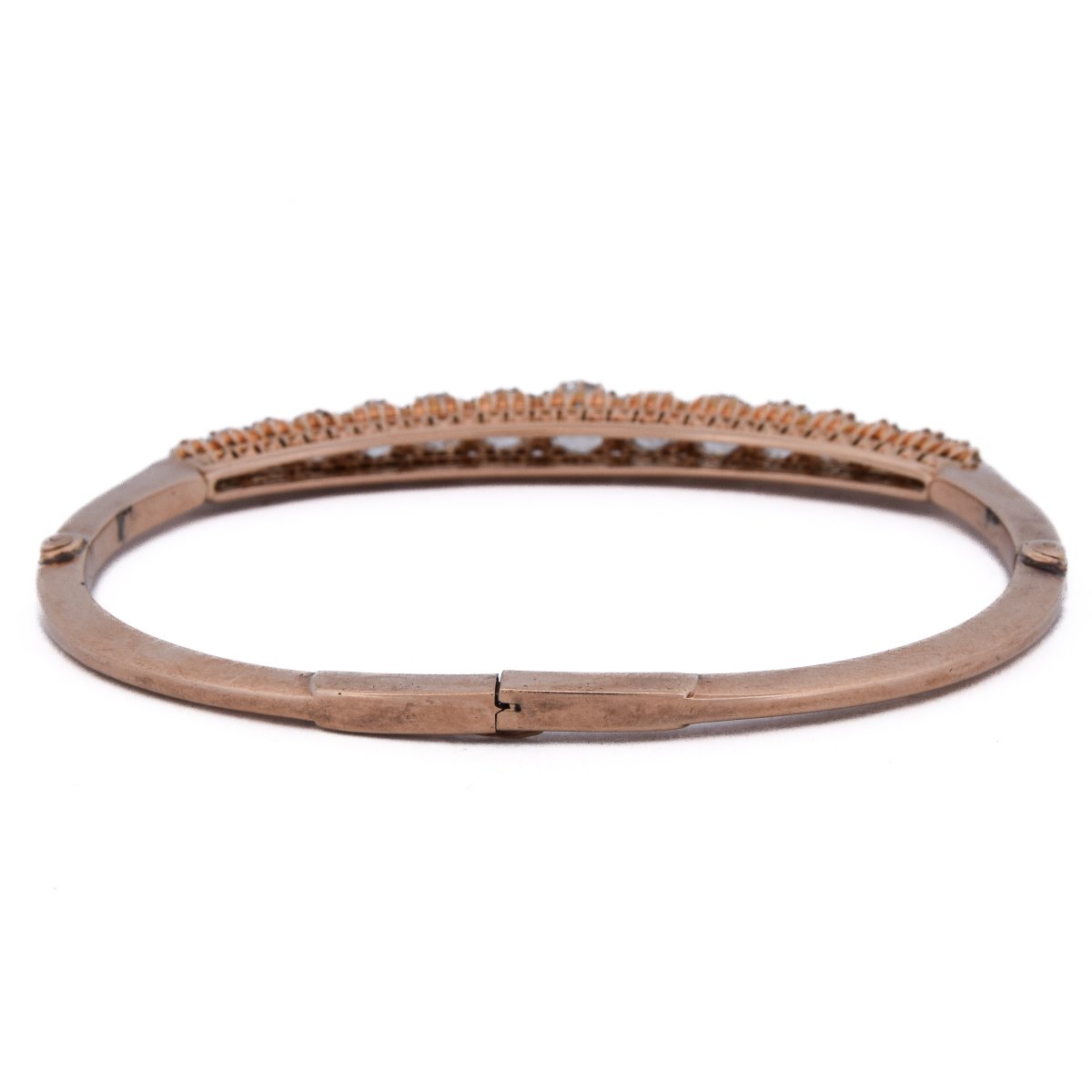 Bracelet Jonc Victorien Or Rose et Diamants Taille Ancienne     BR134 114-79 (00439)-photo-4