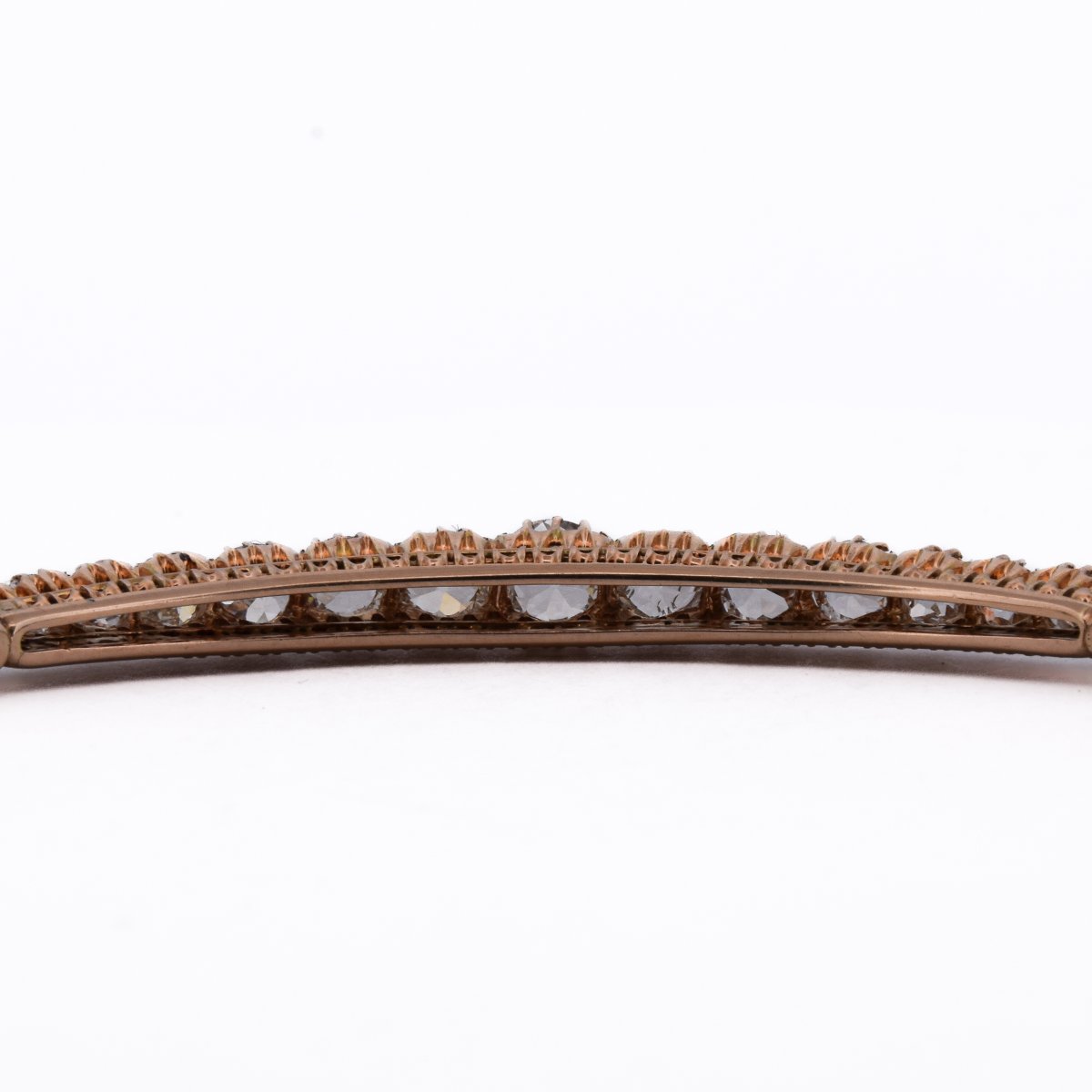 Bracelet Jonc Victorien Or Rose et Diamants Taille Ancienne     BR134 114-79 (00439)-photo-2