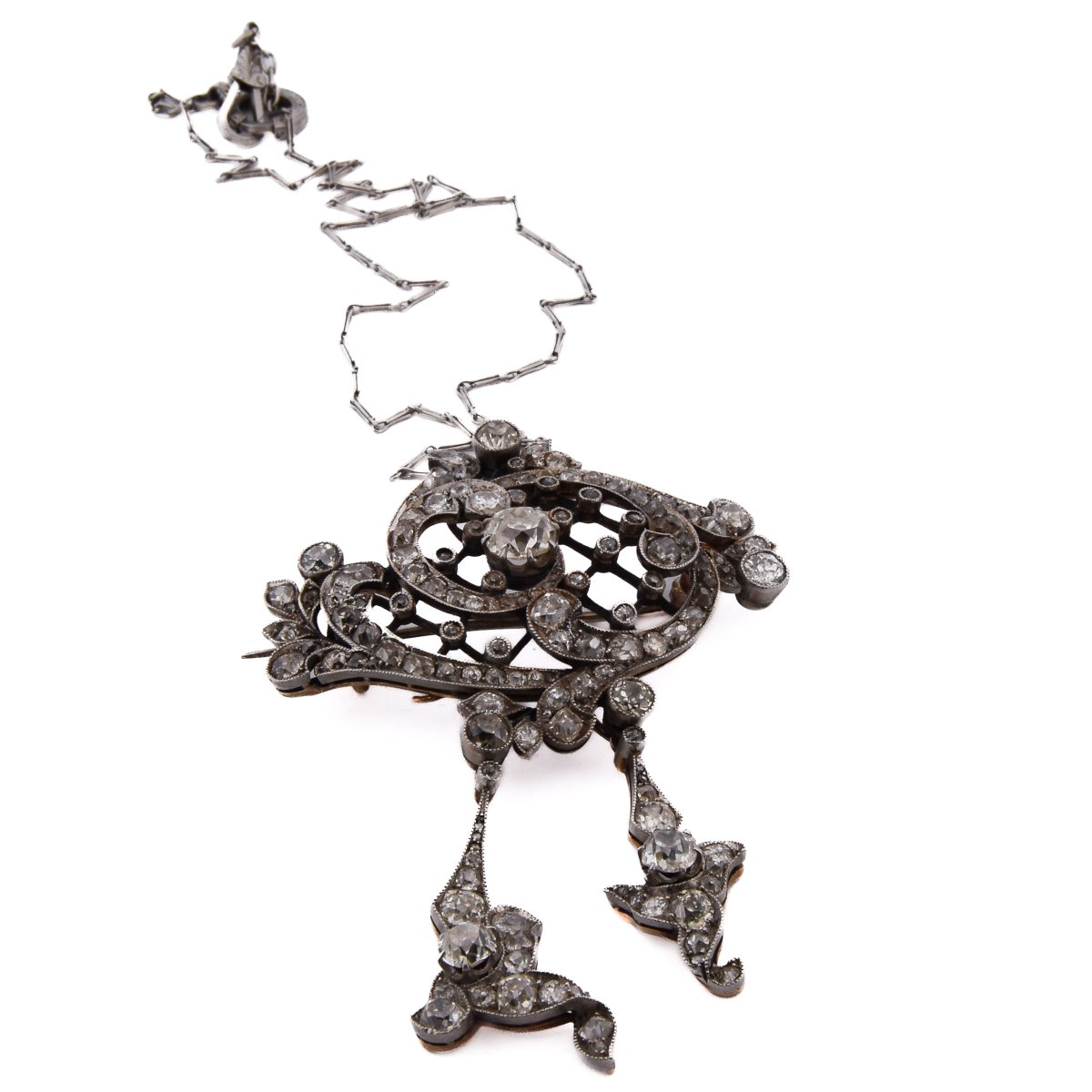 Importante Parure Édouardienne En Platine 950 Et Or 18 KT Diamants Taille Ancienne   PR3 -photo-5