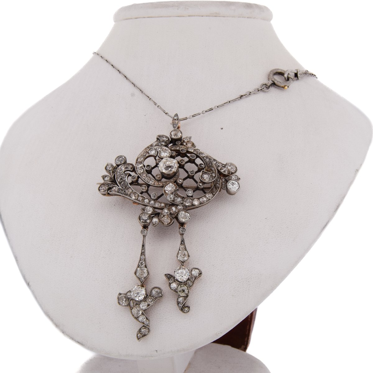 Importante Parure Édouardienne En Platine 950 Et Or 18 KT Diamants Taille Ancienne   PR3 -photo-7