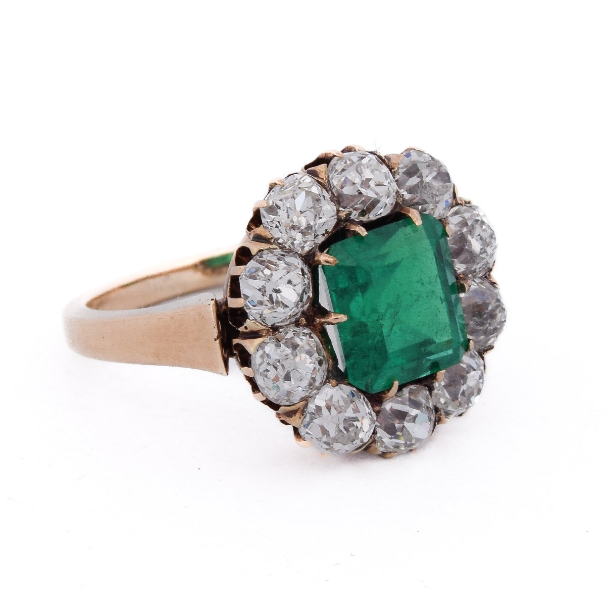 18k Gold Victorian Ring With A Colombian Emerald And Vintage-cut Diamonds  An668-photo-2