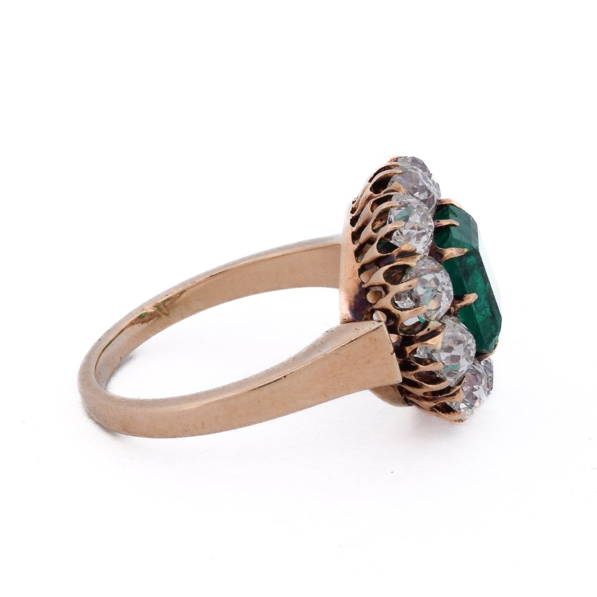 18k Gold Victorian Ring With A Colombian Emerald And Vintage-cut Diamonds  An668-photo-3