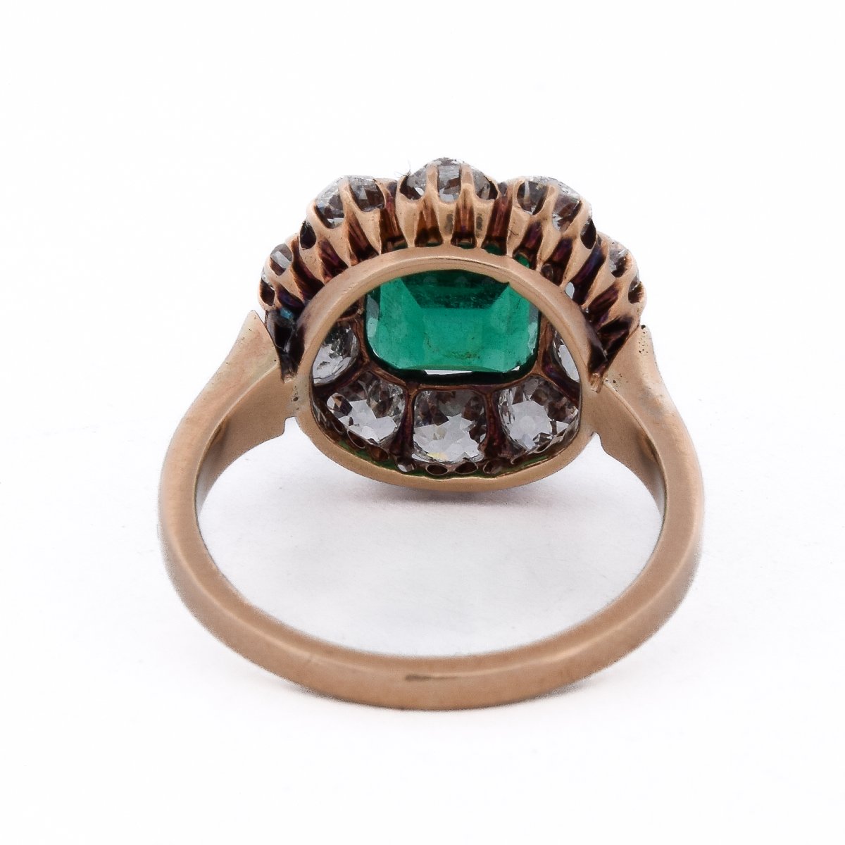 18k Gold Victorian Ring With A Colombian Emerald And Vintage-cut Diamonds  An668-photo-4