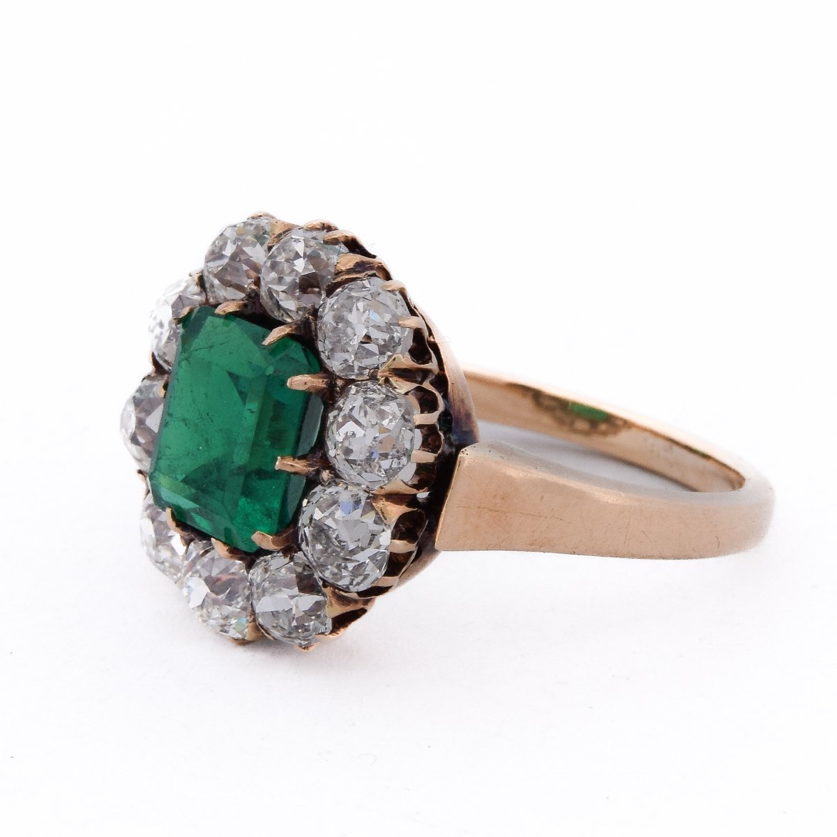 18k Gold Victorian Ring With A Colombian Emerald And Vintage-cut Diamonds  An668-photo-4