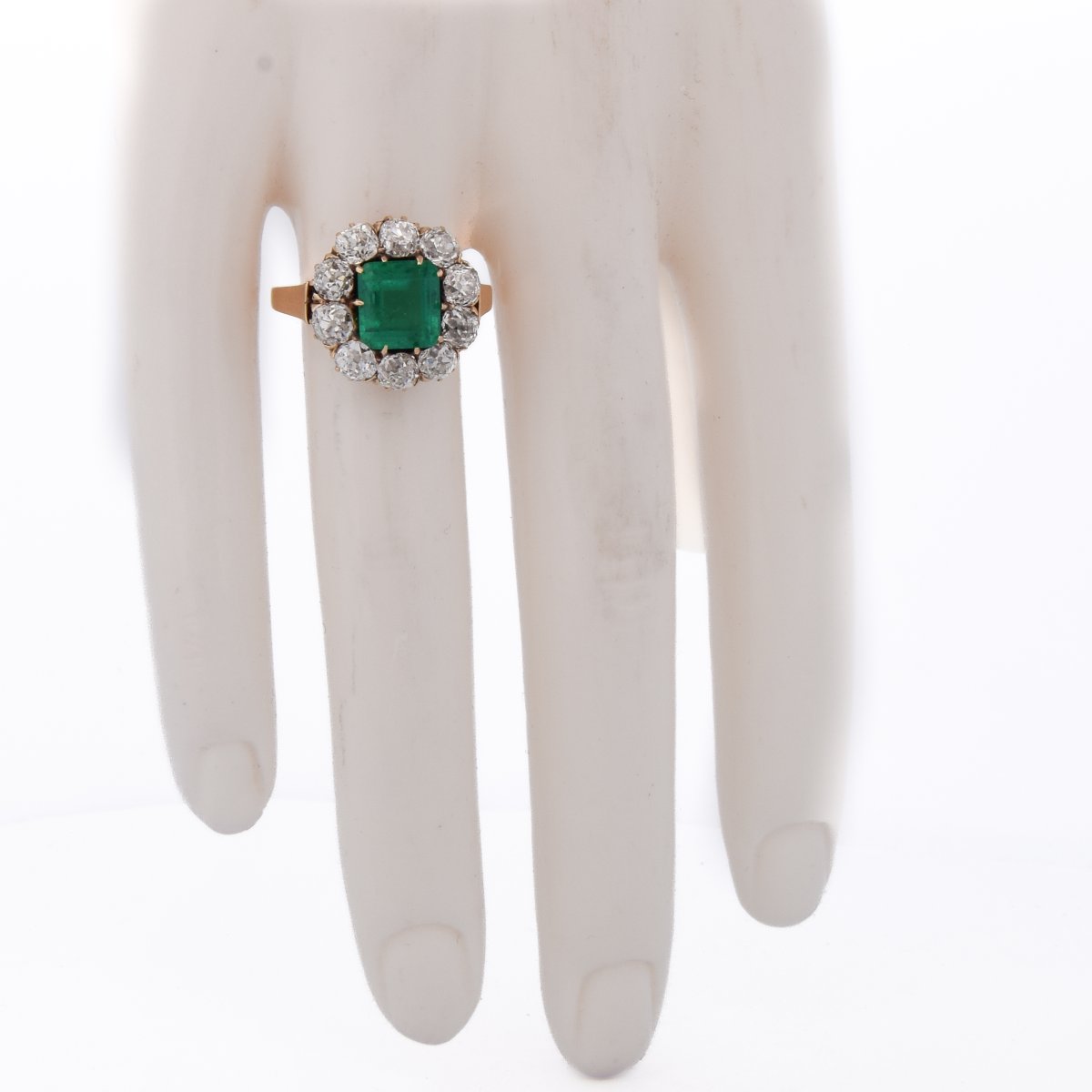 18k Gold Victorian Ring With A Colombian Emerald And Vintage-cut Diamonds  An668-photo-5