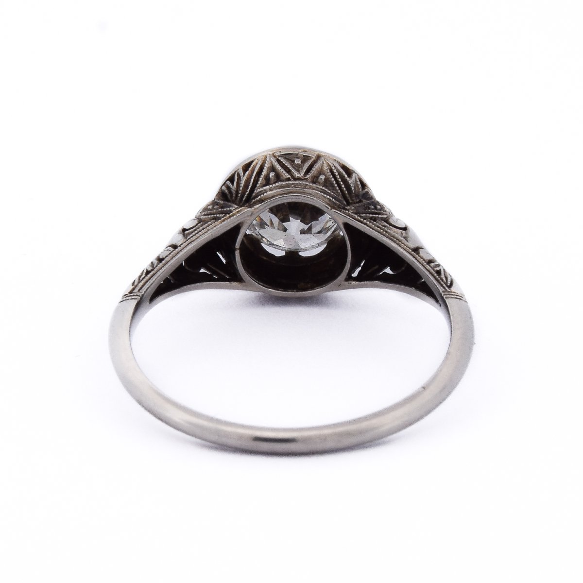 18k White Gold Art Nouveau Ring With A 1.05-carat H Vs Diamond    An570 P20-photo-4