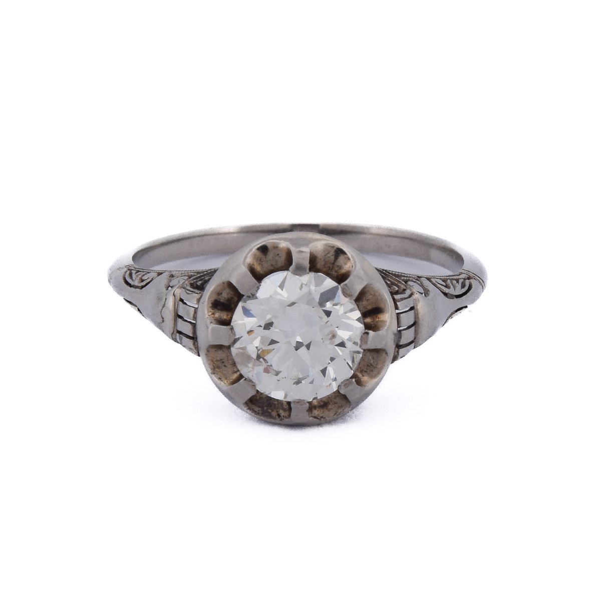 18k White Gold Art Nouveau Ring With A 1.05-carat H Vs Diamond    An570 P20