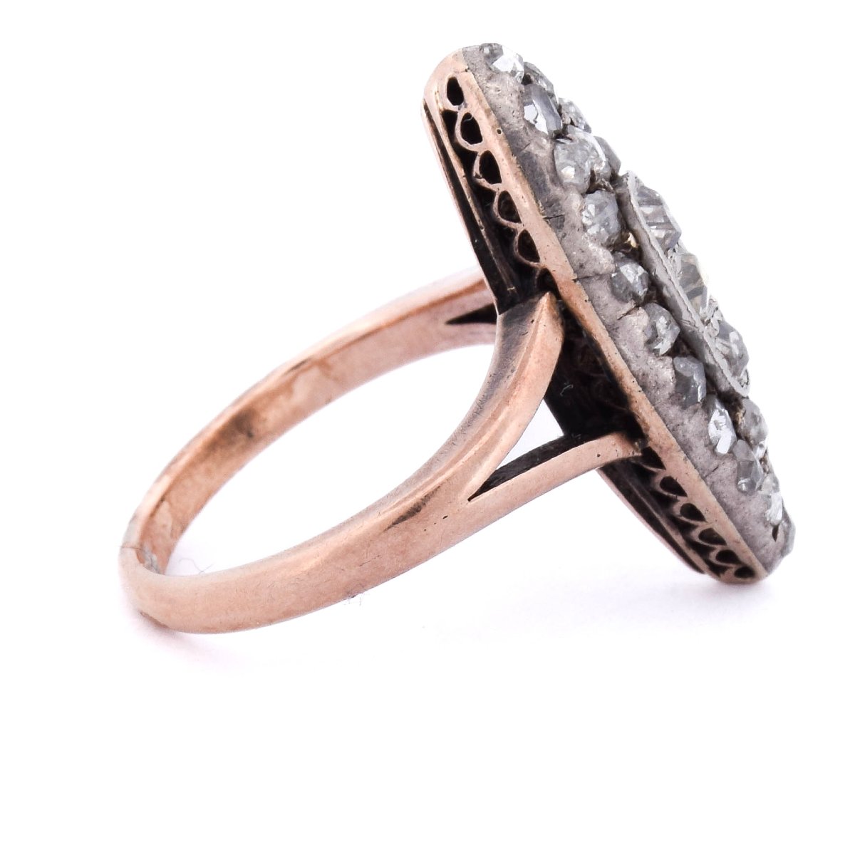 Victorian Ring In 12k Gold And Silver With Rose-cut Diamonds    An634 (0559)-photo-3