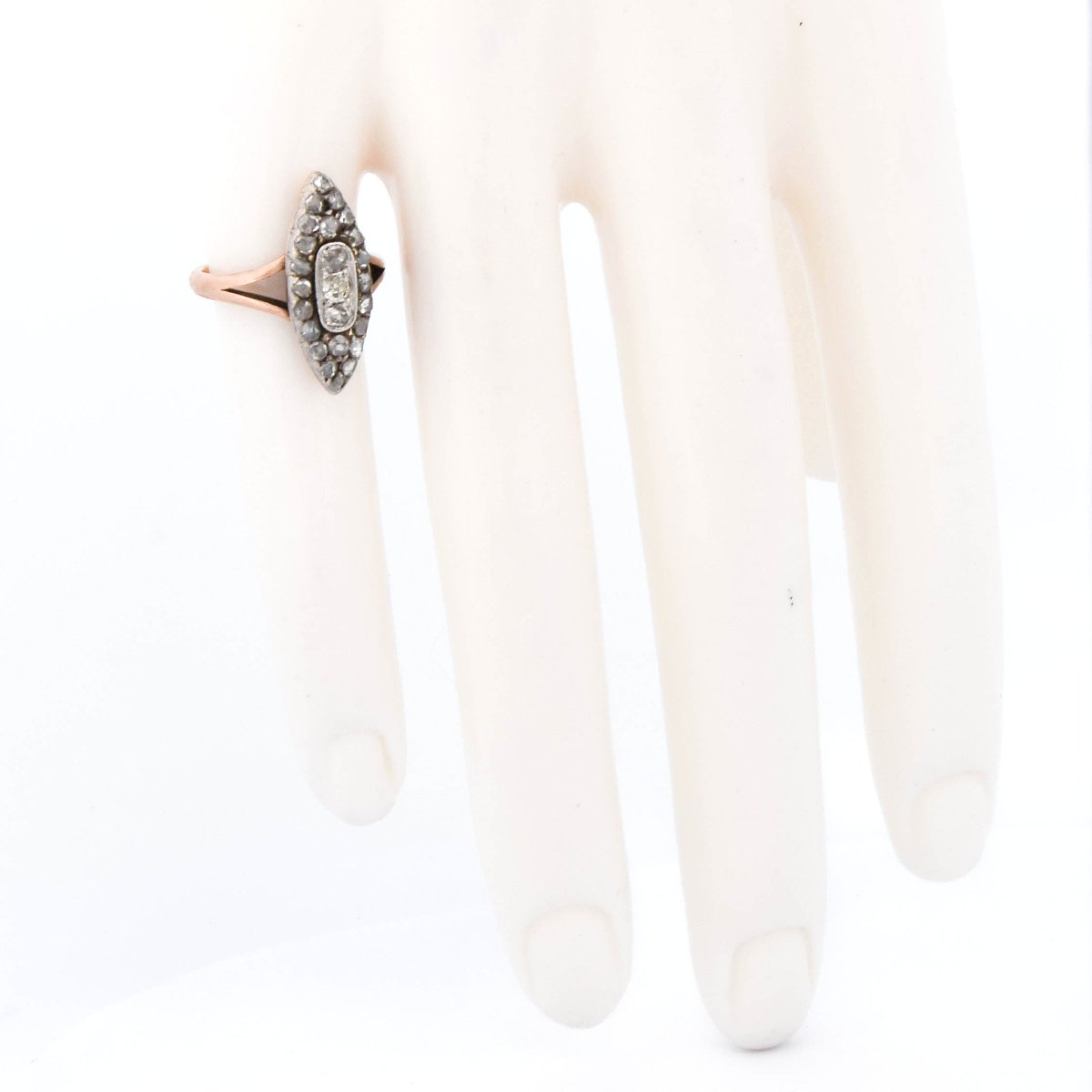 Victorian Ring In 12k Gold And Silver With Rose-cut Diamonds    An634 (0559)-photo-4