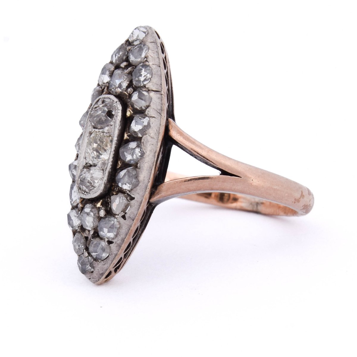 Victorian Ring In 12k Gold And Silver With Rose-cut Diamonds    An634 (0559)-photo-2