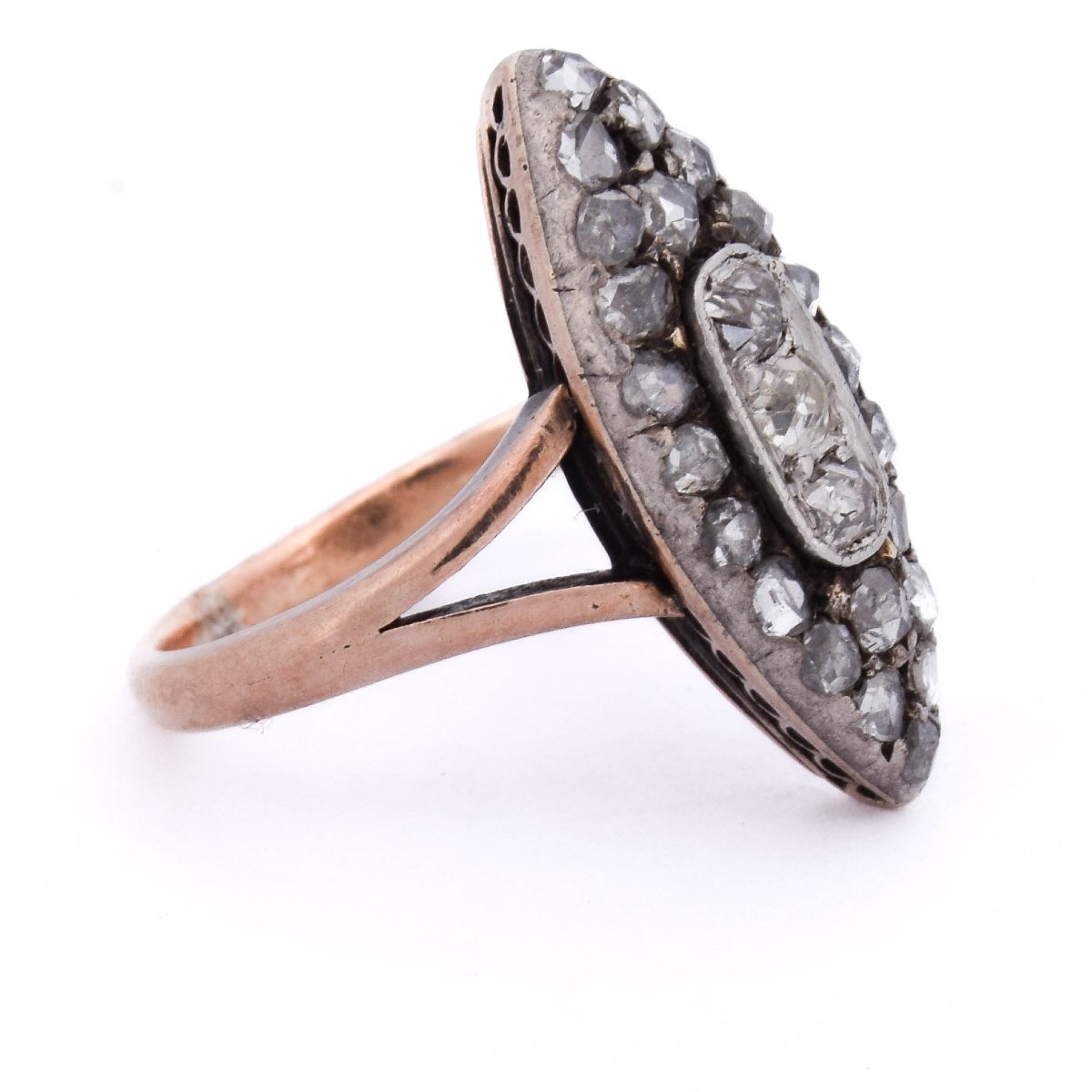 Victorian Ring In 12k Gold And Silver With Rose-cut Diamonds    An634 (0559)-photo-3