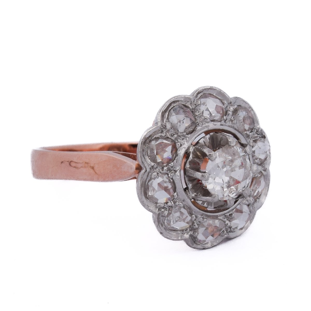 Vintage Ring In 18-karat Gold And 950 Platinum With Old-cut Diamonds   An642-photo-2