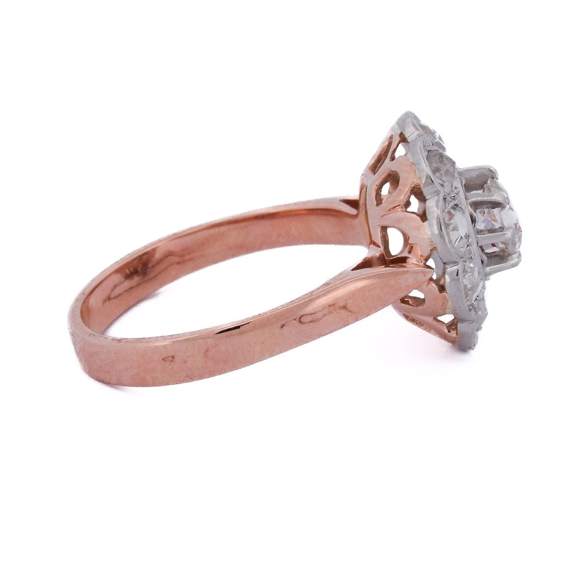 Vintage Ring In 18-karat Gold And 950 Platinum With Old-cut Diamonds   An642-photo-3
