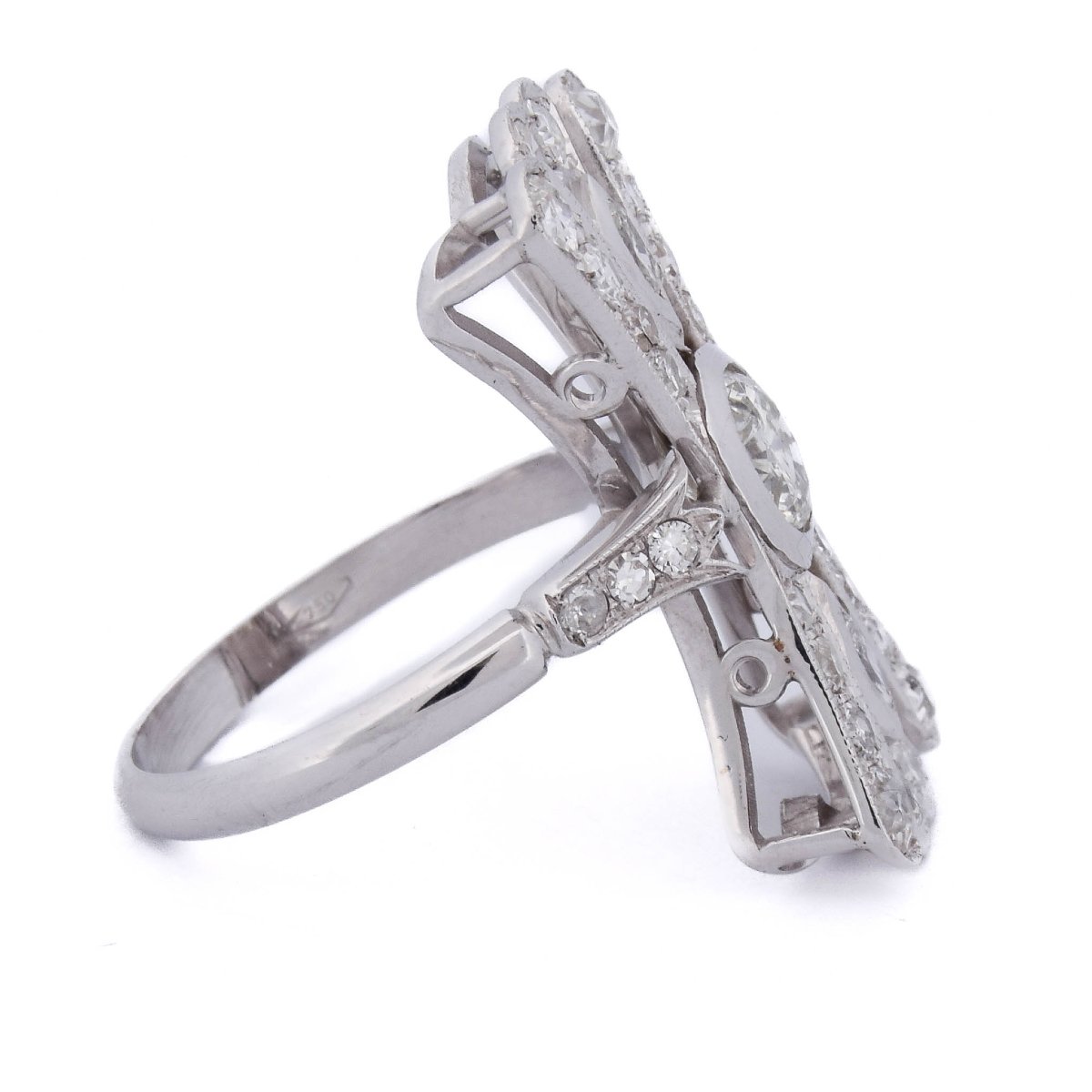 Bague Art Déco En Or 18k Et Diamants, 1,00 Carat Au Total   AN102 (00719)-photo-3