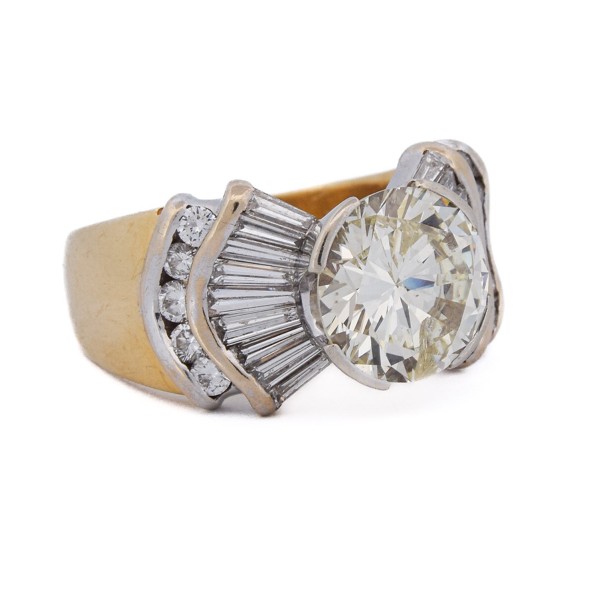 Bague En Or 18 Carats Avec Diamant Central De 6,30 Carats Et Diamants G VS     AN689 -photo-2