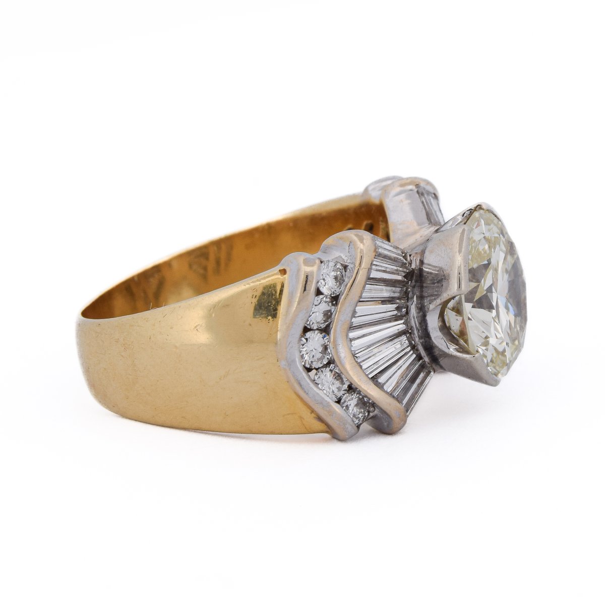 Bague En Or 18 Carats Avec Diamant Central De 6,30 Carats Et Diamants G VS     AN689 -photo-3