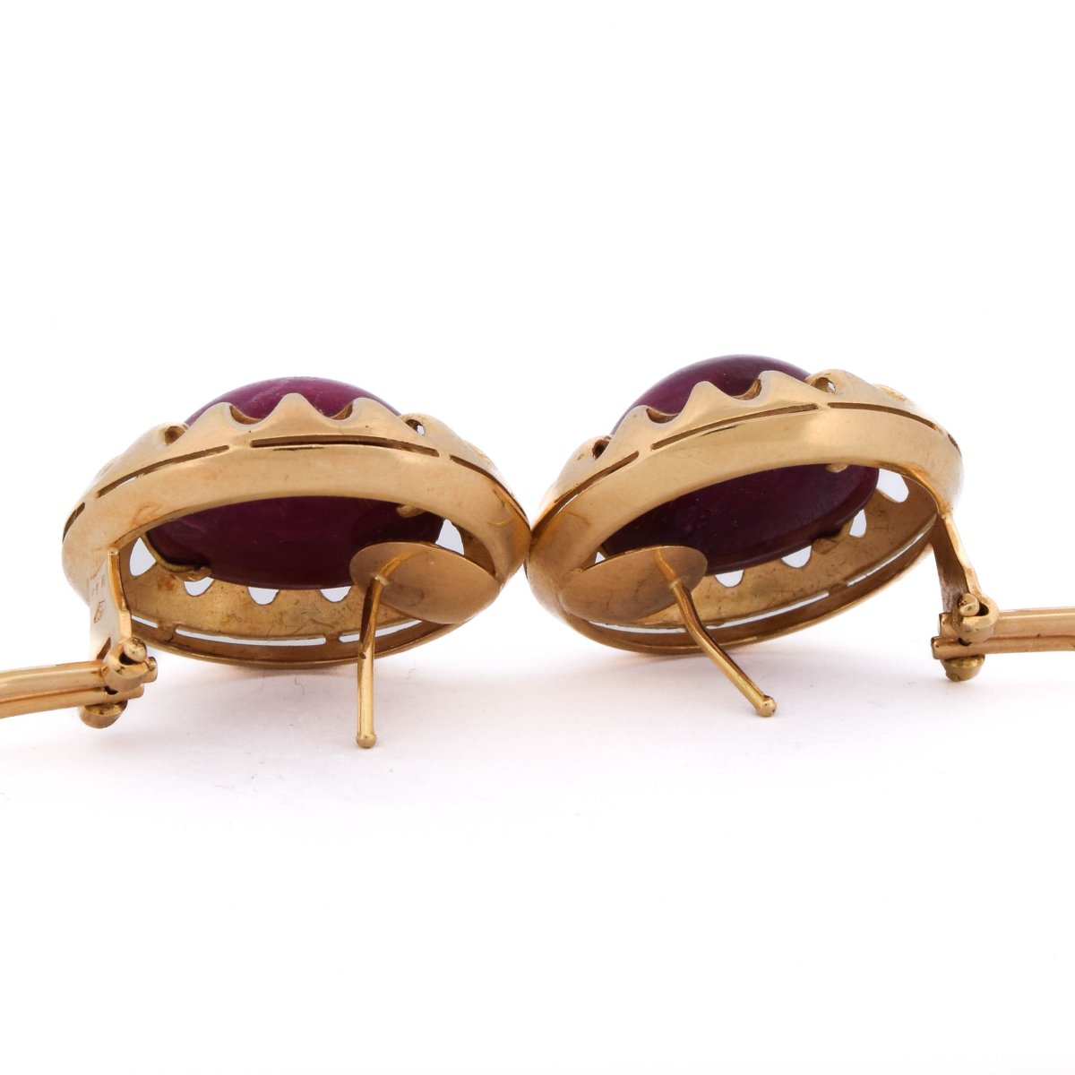 Boucles d’Oreilles Vintage à Clips en Or Jaune 18 Carats et Rubis Cabochons  OR245-photo-4