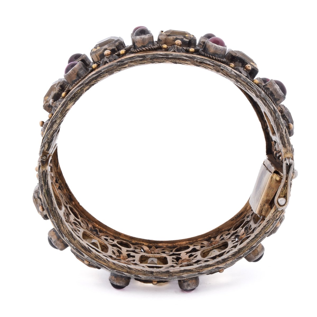 Late 19th-century Victorian Bracelet In 18-karat Gold, Silver, Garnets, And Beryls   Br95-photo-1