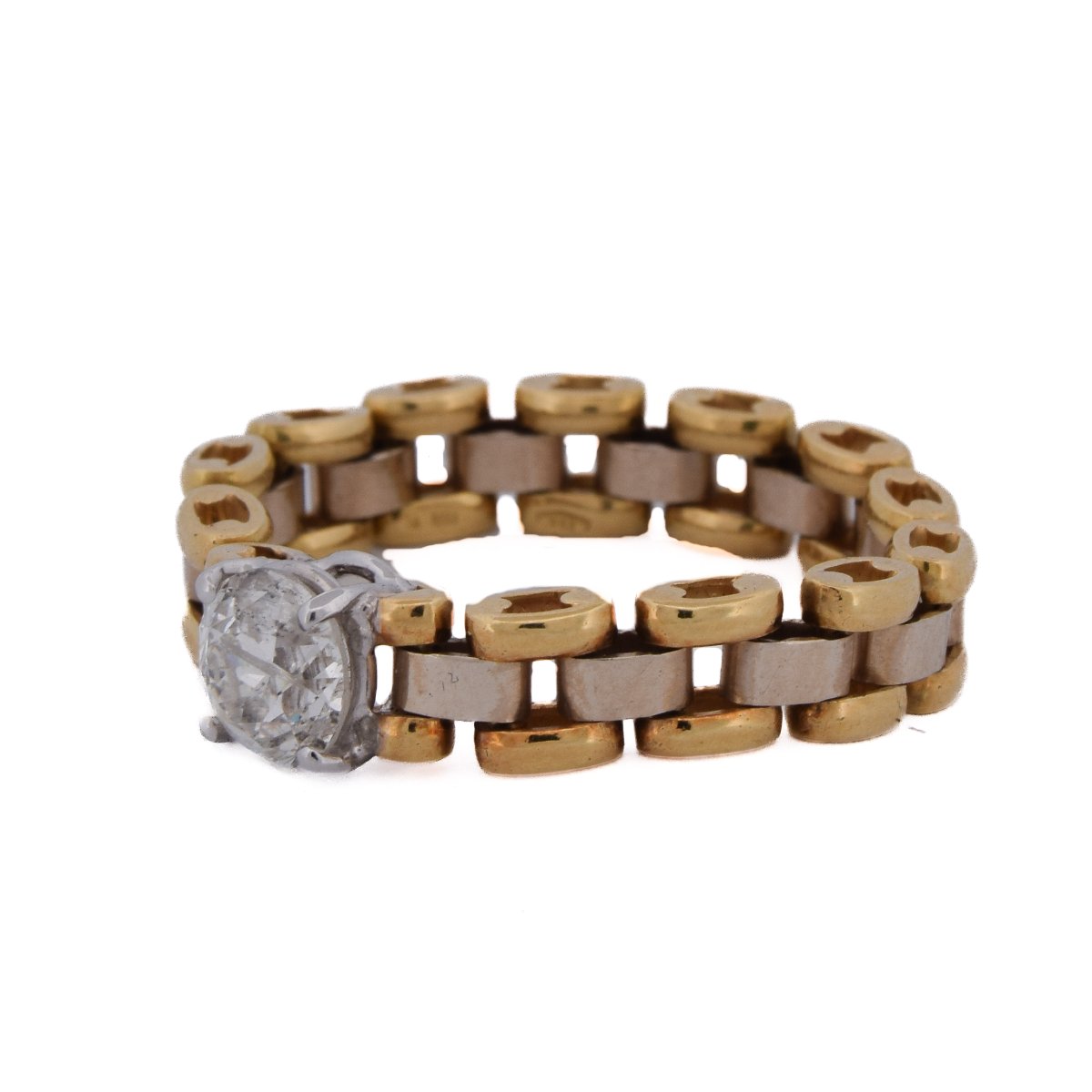 Bague Vintage à Maillons en Or 18 Carats et Diamant de 0,70 Carat       AN662-photo-3