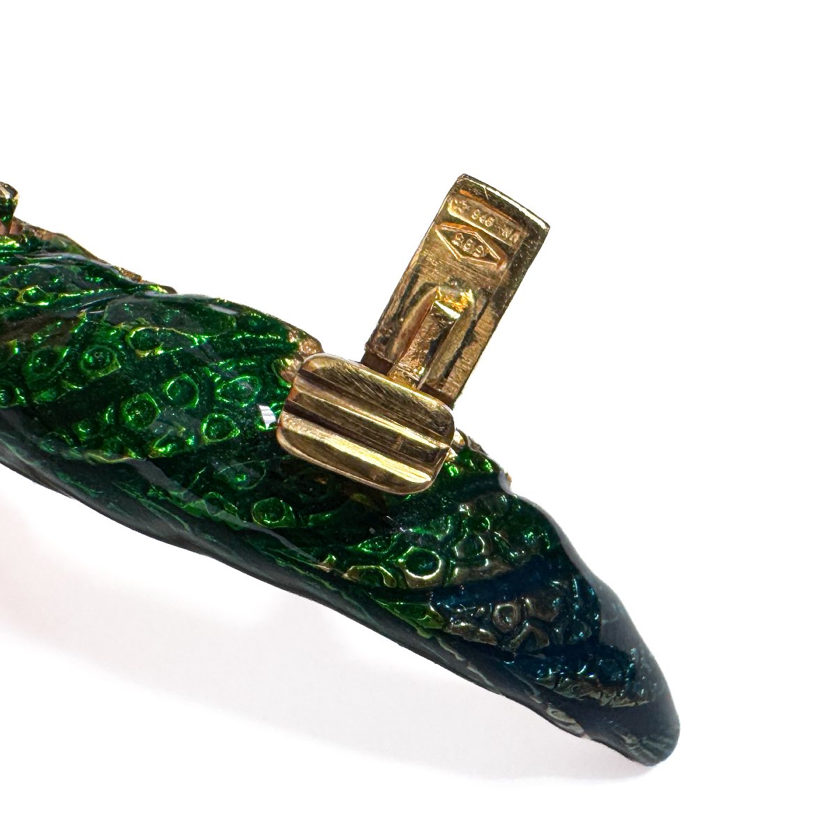 Bracelet Serpent Vintage des Années 1960 en Or 14 Carats, Émail Vert, Diamants et Rubis  BR136-photo-3