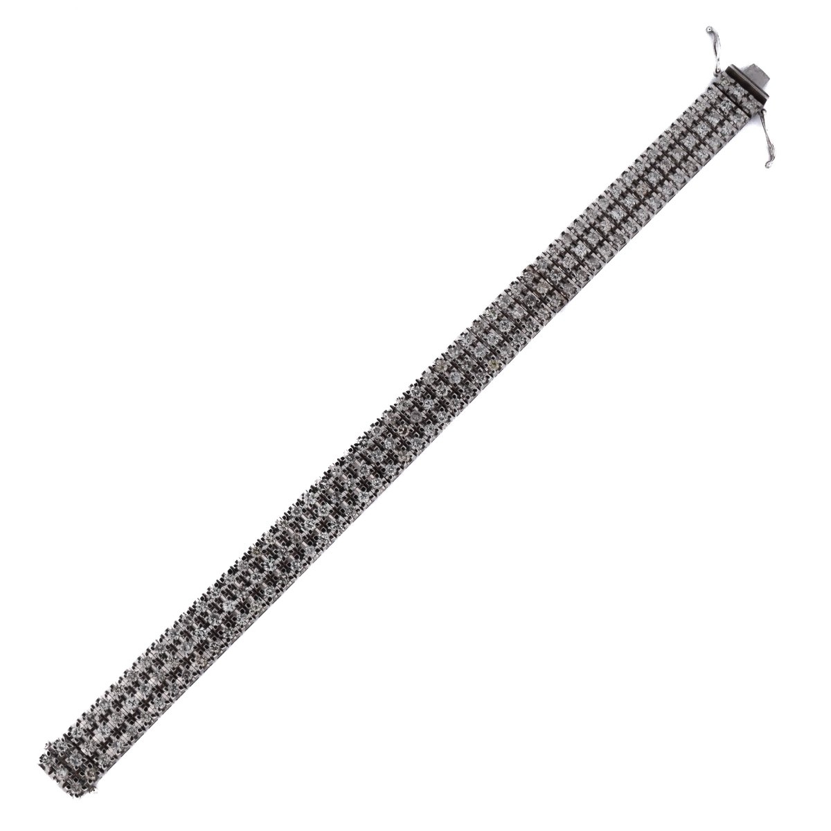 Bracelet Tennis Vintage Trois Rangées En Or Blanc 18 Carats Et Diamants 9,50 Carats   BR44 (008-photo-2