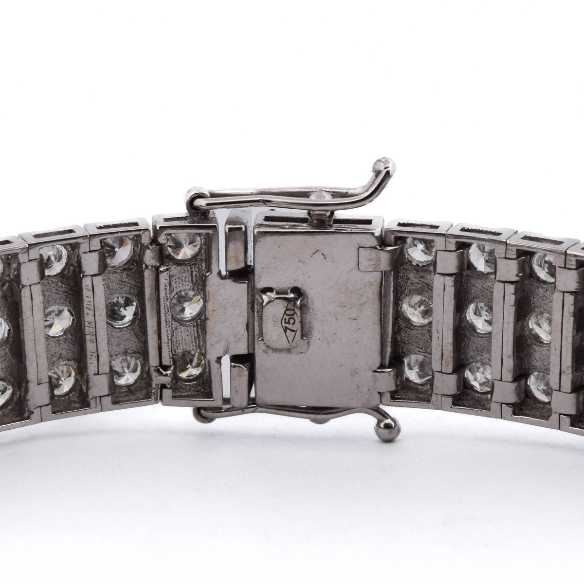 Bracelet Tennis Vintage Trois Rangées En Or Blanc 18 Carats Et Diamants 9,50 Carats   BR44 (008-photo-4
